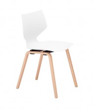 IFly Timber Leg Visitor Chair. White Or Black Poly Prop Shell On Timber Frame.